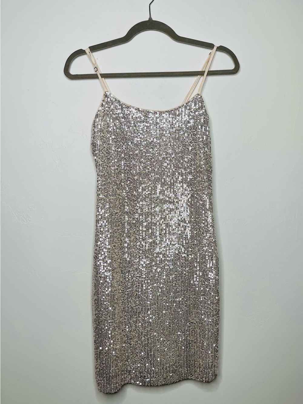 GB Silver Sequin Spaghetti Strap Mini Dress Small